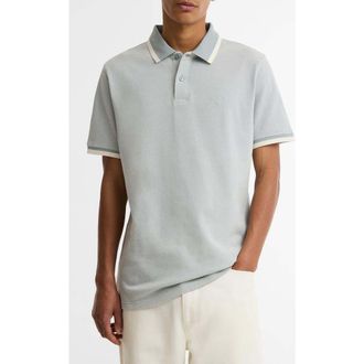 Barbour Barnard Contrast Collar Cotton Piqu&eacute; Polo in Dusty Slate at Nordstrom, Size Xx-Large