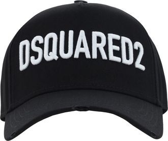 Dsquared2 Mens Logoed Cotton Baseball Hat Nero+biano