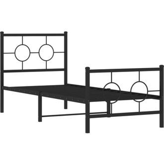 vidaXL Estructura cama sin colchón con estribo metal negro 75x190 cm Vidaxl