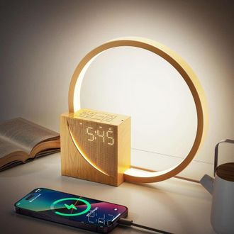 OEM L&aacute;mpara De Noche Led Con Despertador, Puertos De Carga Usb, T&aacute;ctil, Regulable, Con Dos Alarmas, 10 Sonidos Naturales Para Adultos Y Ni&ntilde;os, 3 Niveles D