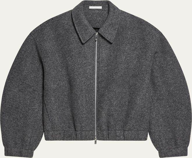 Mens Wool Bonded Full-Zip Bomber Jacket