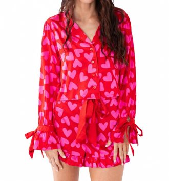 Beach Riot Aurora And Luna Pajama Set In Valentine Heart