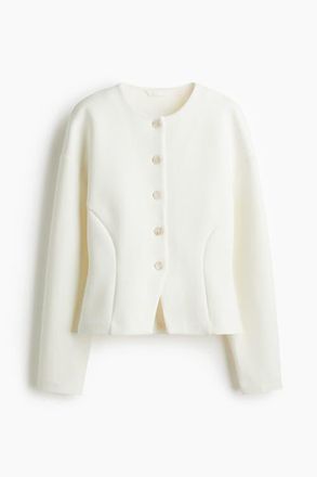 H&M Collarless Scuba Knit Blazer in White at Nordstrom, Size X-Small