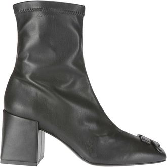 Courr&egrave;ges Eco-Leren Enkellaarzen - Dames - Laarzen met Hak - Zwart - 40 EU - Leer - Schoenen