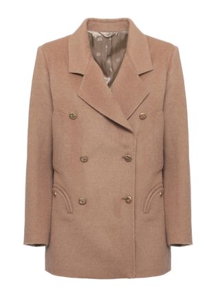 Blaz&eacute; Milano Mylius Sealady Brown Double-Breasted Camel Coat