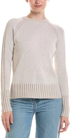 Fort&eacute; Cashmere Plaited Rib Trim Crewneck Cashmere Sweater