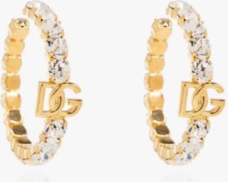 Dolce & Gabbana Golden Logo Crystal Earrings