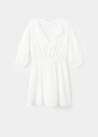 Mango Abito corto ricamato bianco - Donna - XS - MANGO