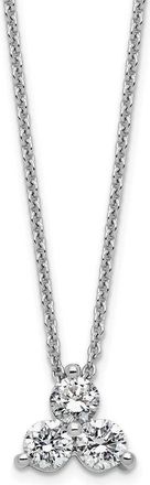 Diamond2Deal 14K Gold 1/2 Ct Lab Grown Diamond Three Stone Necklace 18 Clarity VS, Color D-E