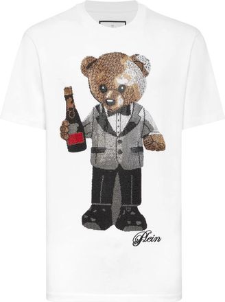 Philipp Plein T-shirt met Ronde Hals Teddybeer - Heren - T-shirts - Wit - XL - Katoen - Tops