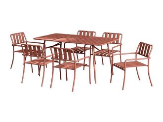 Vente-Unique Comedor de jard&iacute;n de metal: mesa de 160 cm y 6 sillas - Terracota - BIRMOS de MYLIA
