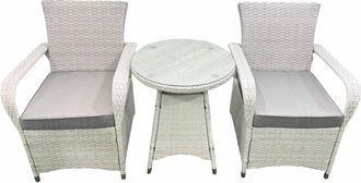 Fimous Wicker pe Rattan Garden Furniture Set Patio Outdoor 2 Chairs Plus Small Round Table Set Light Grey Mixed - Fimous