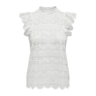 Jacqueline de Yong JACQUELINE de YONG, Blouses, female, White, Size: XL White Ruffled High Neck Tank Top