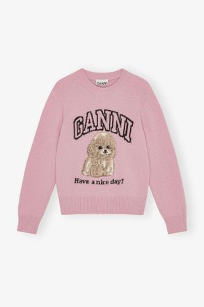 Ganni Pink Poodle Sweater - Size XXS Wool