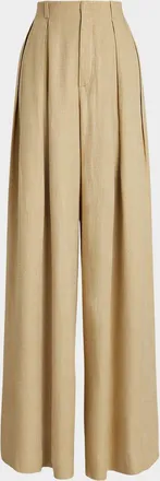 Ralph Lauren Collection Greer Silk-Linen Twill Pleated Pants