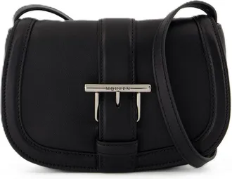 Alexander McQueen Womens T-Bar Satchel Mini Black Calfskin