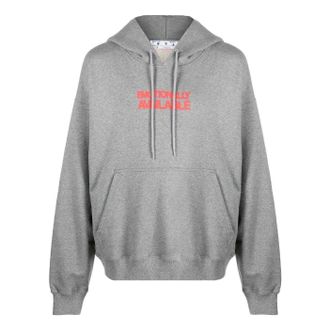 Off-white Slogan Print Hoodie Grey OMBB085F22FLE0070825