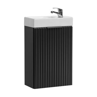 Petits Meubles Mueble lavamanos 1 puerta estratificado Negro mate