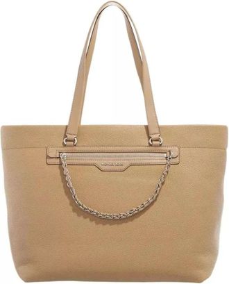 Michael Kors Tassen, Dames, Beige, ONE Size, Beige Koeienhuid Leren Shopper Tas