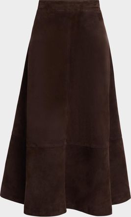 Co Circle-Cut Suede Midi Skirt