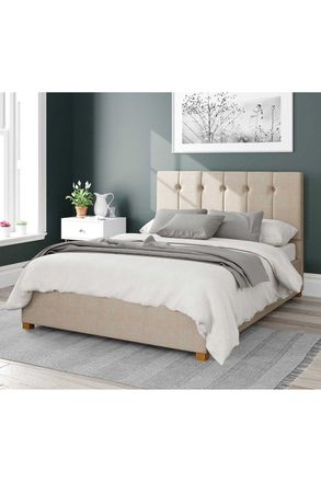 Aspire Home Accents Hepburn Upholstered Ottoman Storage Bed, Malham Weave Fabric in Cream | Size: Super King