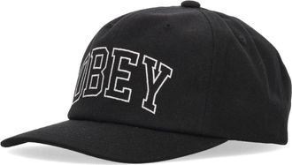 Obey Klassieke Snapback Zwarte Gebogen Klep Pet - Heren - Petten - Zwart - ONE Size - Wol - Accessoires