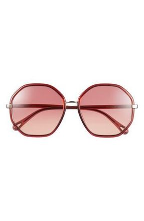 Chlo&eacute; 59mm Round Gradient Sunglasses in Red Red Red at Nordstrom Rack