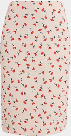 Jil Sander Poppy Floral Pencil Skirt
