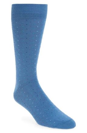 Nordstrom Dot Cotton Blend Dress Socks in Blue at Nordstrom