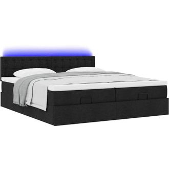 vidaXL Estructura De Cama Otomana Con Colchones Tela Negra 200x200cm Vidaxl