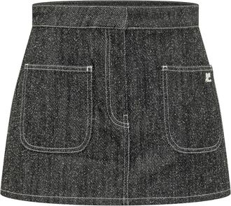 Courr&egrave;ges Two Pocket Denim Skirt - Dames - Spijkerrokken - Zwart - XS - Denim - Rokken