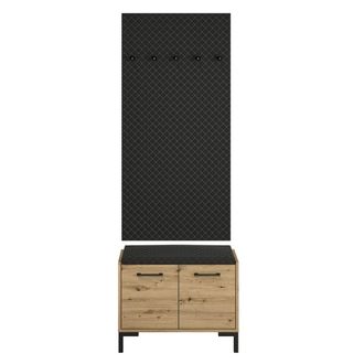 Petits Meubles Mueble de entrada perchero y zapatero 2 puertas estratificado marr&oacute;n