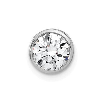 Diamond2Deal 14k White Gold 1 Ct Round Lab Grown Diamond Chain Slide Pendant