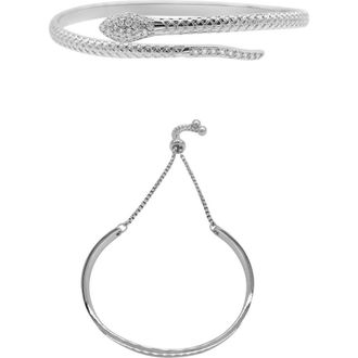 Adornia Set of 2 Assorted Crystal Snake & Slider Bracelets in Silver at Nordstrom Rack