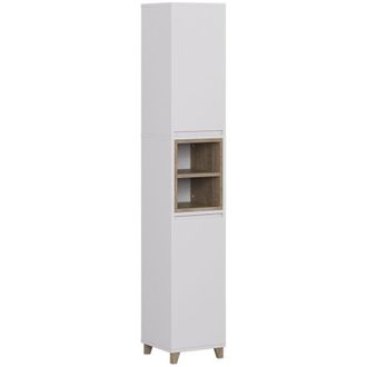 Vicco Armadio per il bagno Elnor, Bianco/quercia, 30 x 170 cm con 2 porte, Vicco