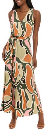 London Times Asymmetric Maxi Dress in Olive/Sage at Nordstrom Rack, Size 12
