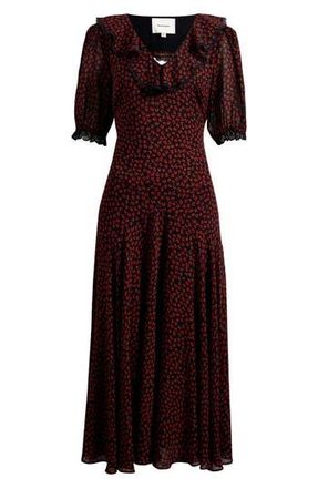Reformation Evra Lace Trim Maxi Dress in Rowan at Nordstrom Rack, Size 6