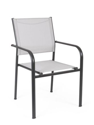 BIZZOTTO Silla de acero con asiento y respaldo en Textilene gris