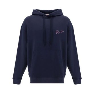 Valentino Hoodies, male, Blue, Size: S Cotton Hoodie with Drawstring and Pocket