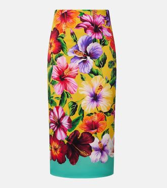 Dolce & Gabbana Floral silk-blend pencil skirt
