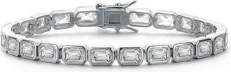 Rachel Glauber Emerald-Cut Clear Cubic Zirconia Tennis Bracelet