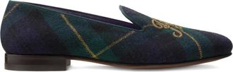 Ralph Lauren Purple Label Loafers met geborduurde tartan ruit - Blauw