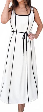 Gilli Square-Neck Dress With Black Piping In Ivory