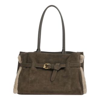 Coccinelle Sabine Soft Suede Tote Bag - Dames - Tassen - Bruin - Maat: ONE Size Su&egrave;de