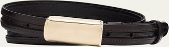 Brunello Cucinelli Mens Leather Belt with Box-Frame Buckle