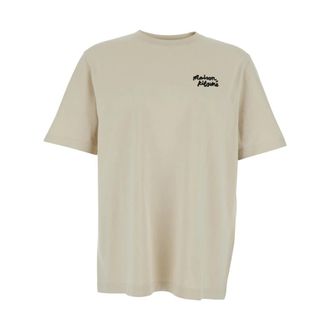 Maison Kitsun&eacute; T-Shirts, male, Beige, Size: L Crew neck T-shirt