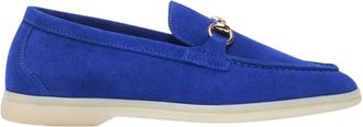 Scarosso Lilia Electric Blue Suede Loafers - Dames - Loafers - Blauw - 35 EU - Su&egrave;de - Schoenen
