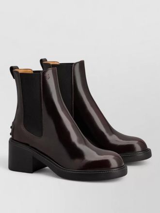 Tod's leather chelsea boots chunky heel pull tab