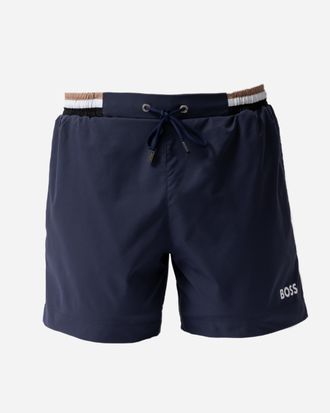 Boss Orange by Hugo Boss Mens Logo Detail Swim Shorts in Dark_Navy - Dark Navy - Size Large