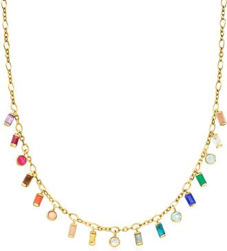 Ross-Simons Multi-Gemstone Drop Necklace in 18kt Gold Over Sterling